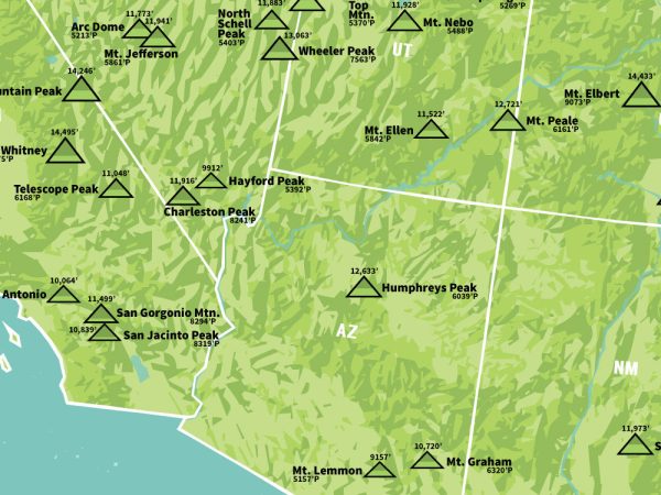Ultra Prominent Peaks Map 18x24 Poster - 48 states Online - Image 4